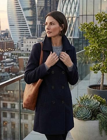 top 51: Ženski kaput – crni, dvoredno kopčanje - Klasičan kroj do sredine — 1