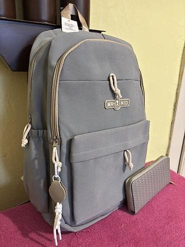 Siva urbano-školska ranac + novčanik set - Ranac MR. NID u neutralnoj