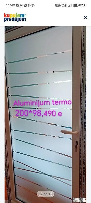 Aluminijumska termo vrata sa staklom i dekorativnim mat/transparentnim
