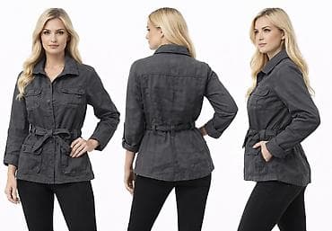 Men's Clothing: Ženska jakna – tamno siva, safari/military stil - Kroj do ispod — 1