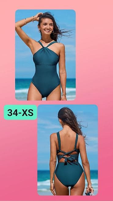 Jednodelni kupaći kostim – veličina 34 (XS) - Boja: tamno teal/zelena