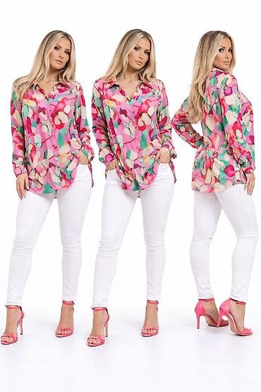 Ženska košulja ZARA sa živopisnim apstraktnim printom - Model: duga