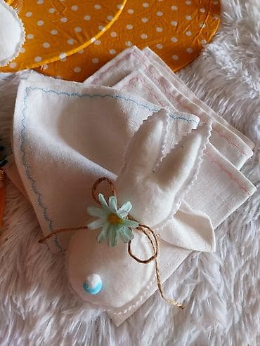 prstenčići za salvete: Uskršnji set dekoracija od filca – ručni rad- prstencici sa zekom. - — 4