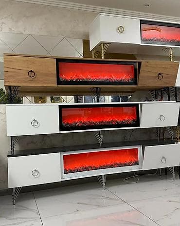 visina komode za tv: TV komoda sa ugrađenim električnim kaminom (ambijentalno LED — 1