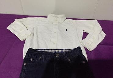 crop top dzemper: Farmerice i somot pantalone dzemper, bluzica i košulja, velicina 86 — 8