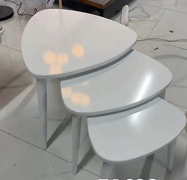 klub stolovi stilski: Set od 3 klub stolića – beli - Dizajn: moderni „nesting“ set (tri — 1