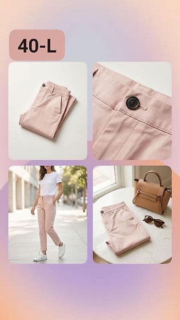 Ženske pantalone – veličina 40 (L) - Boja: puder/blijedo roze - Kroj