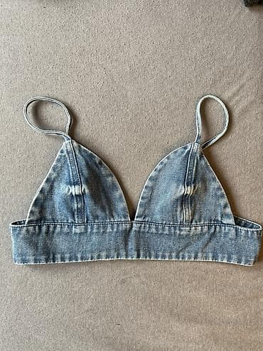 Headgear: Denim bralet/top bez žice - Materijal: teksas (denim), lagan i nežno — 1