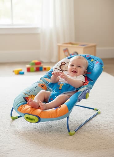 jela jagodina decije sobe: Šarena bebi ležaljka/ljuljaška sa cirkus motivima - Udobno, mekano — 1