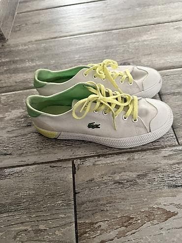 sandale na čičak: Lacoste platnene patike – beli model sa limun-žutim pertlama i — 3