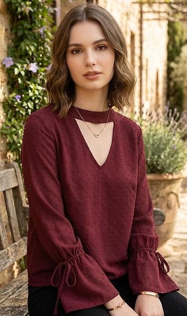 tom tailor bluza: Elegantna bordo bluza sa teksturom - Materijal: lagana tkanina sa — 1