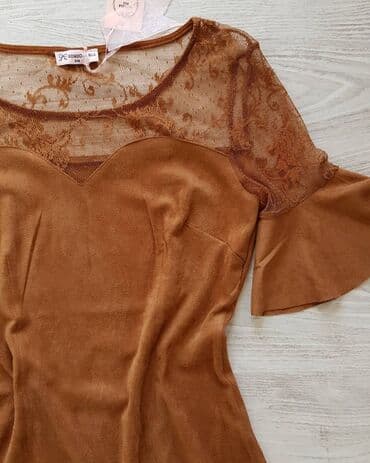 c a haljine 2022: Color - Brown, Evening, Short sleeves — 1