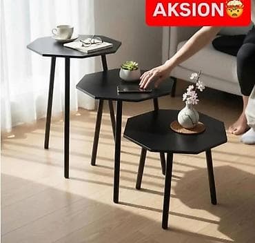 drveni stolovi: Set klub stočića – 3 komada - Moderan dizajn: tri stočića različitih — 4