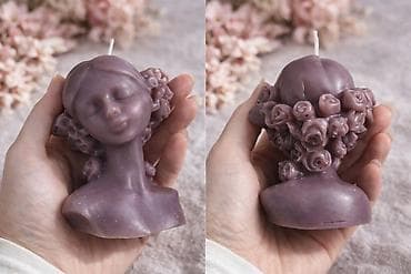 Sveće i svećnjaci: Dekorativna sveća – bista devojke sa ružama - Ručno izlivena — 4