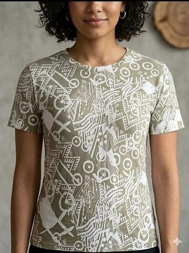 Ženska majica kratkih rukava sa apstraktnim printom - Kroj: klasičan