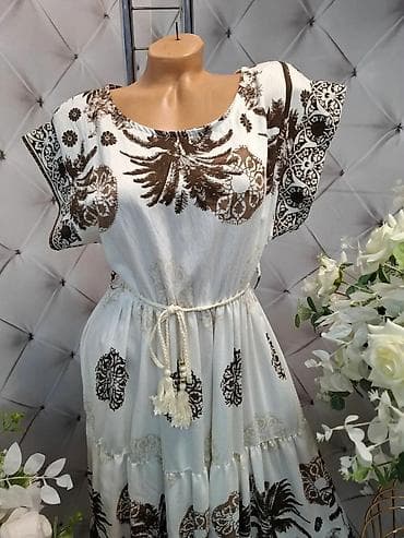 sandale ca: Boho maxi haljina sa tropskim printom - Dužina: maxi, sa slojevitim — 2