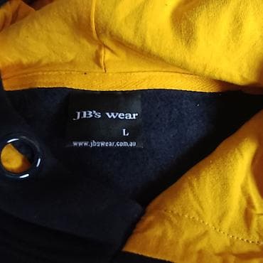 Coats and trench coats: Tamnoplava dukserica sa kapuljačom, školskog stila, sa žutim — 5