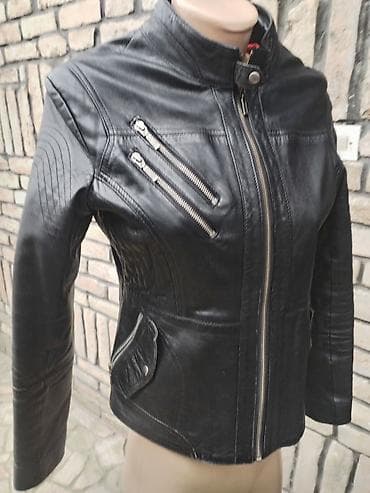 helanke sa petom: Ženska kožna jakna – model sa visokim okovratnikom i asimetričnim — 2