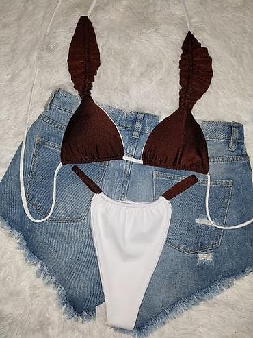 Lepota i nega: Ženski dvodelni kupaći kostim – roze/belo - Gornji deo: trouglasti — 8