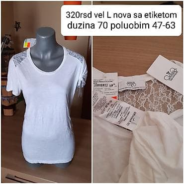 beli tech fleece: Bela ženska majica kratkih rukava sa čipkom – Le Temps des Cerises — 1