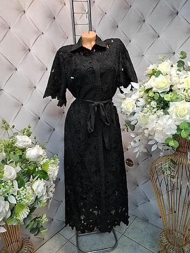 Haljine: Ženska haljina od čipke – košulja-kroj, midi dužina - Model — 4