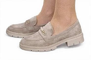 Ženske mokasine u taupe/bež nijansi - Materijal: brušena/prirodna