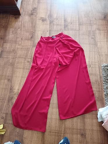 Ps fashion obucene jednomCrvene široke pantalone sa visokim strukom -