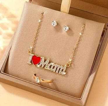 new yorker nausnice: Set nakita “I ❤ Mom” - Sastav kompleta: ogrlica sa privjeskom “I ❤ — 1