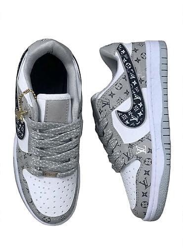 polovna muska obuca: Sneakers patike – sivi i beli tonovi sa monogram uzorkom - Materijal — 1