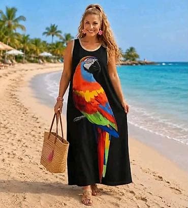 narandzasta torba: Letnja midi/maxi haljina bez rukava – više dezena - Kroj: širok — 10