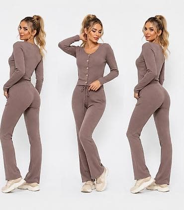 Kompleti: Ženski rebrasti komplet – kardigan i pantalone - Dvodijelni set u — 2