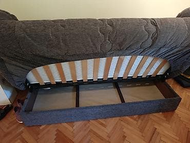 ugaone garniture na p: Ugaona garnitura/sofa na razvlačenje sa foteljom – tamnosiva tkanina — 4