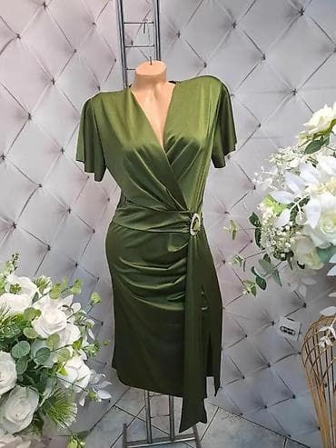 poklon za devojcice: Elegantna midi haljina sa preklopom - Kroj: ženstveni preklop — 1