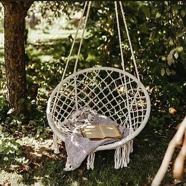 basta box: Visilica/hammock stolica – makrame stil - Okrugla visilica sa čvrstim — 1