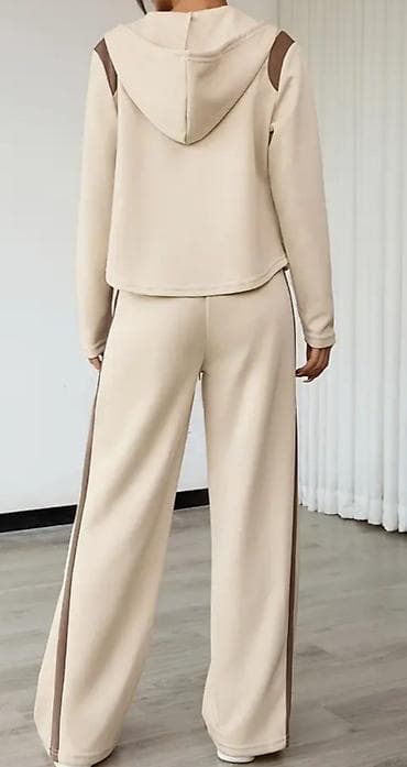 ready group trenerke: Dvodelna ženska trenerka – bež sa braon detaljima — 1