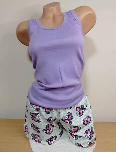 turske pidzame cene: Komplet jednobojna majica na bretele arkljski pamuk prijatan i — 8