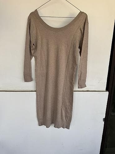 clockhouse c: H&M pletena haljina/tunika u boji taupe (svetlo braon). - Model — 2