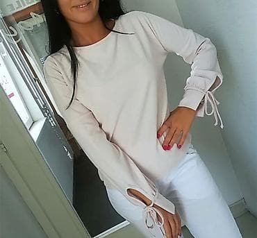 zelene ugg cizme: Ženska bluza dugih rukava u svetlo roze (puder) boji. - Kroj: ravna — 5