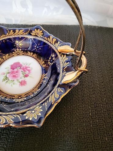 pancerice 25.5: Korpa univerzalna iz 70ih.godina. Korpa porcelan,kobalt,pozlata bez — 8