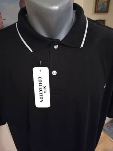 trikotazne pantalone: Nova muska pamucna polo majica sa kragnom Elvis Crna 8XL. Vrlo dobra — 2