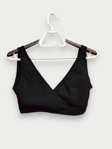 zara pantalone visoki struk: Cotton, Without cups, color - Black — 1
