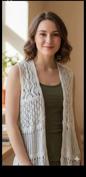 Pleten prsluk bez rukava – ženstveni boho stil - Materijal: mekana