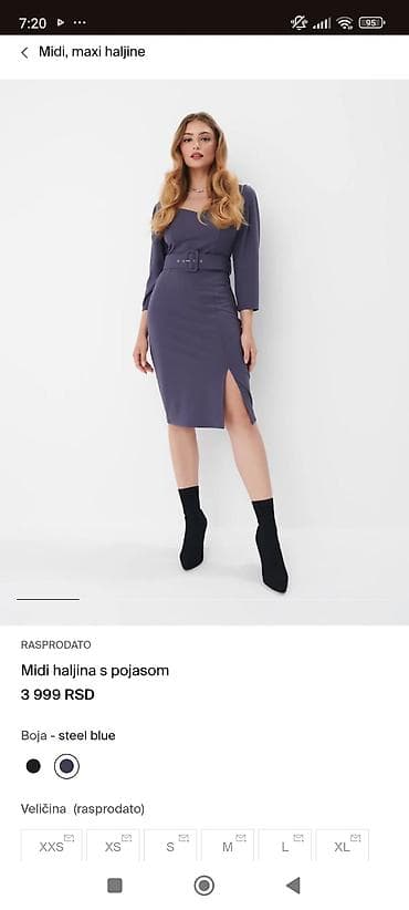 midi haljine: MOHITO midi haljina s pojasom - Model: elegantna midi haljina uskog — 4