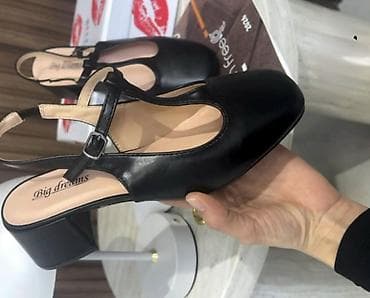 walkmaxx cizme zenske: Crne ženske cipele sa T-remenom i srednje visokom blok petom — 1