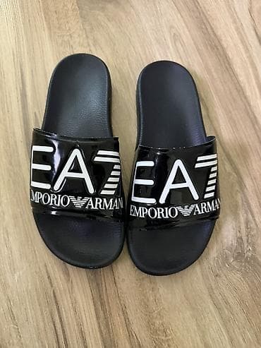 cipele za ples: EA7 Emporio Armani muške papuče – crne - Model: klasične klizne — 1