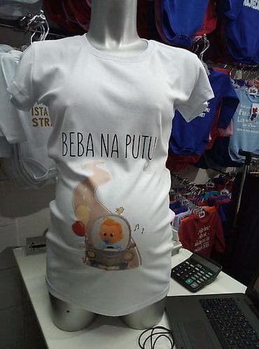 haljine za trudnice sinsay: Majice za trudnice sa štampom. Bele pamučne majice kratkih rukava sa — 4