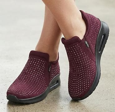 cizmice za zimu: Ženske slip-on patike/baletanke sa platformom - Boja: bordo - — 1