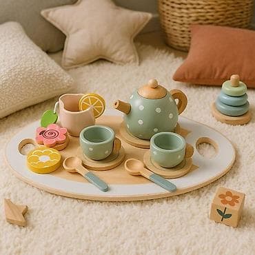 aparat za slikanje: Drveni set za čaj – 14 delova – ECOTOYS Šifra proizvoda: TL64 — 2