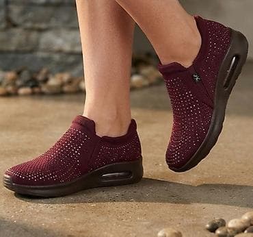 Ženske patike/cipele bez pertlanja – bordo - Udobne slip-on cipele sa