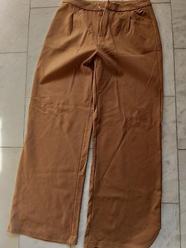 pantalone sa cirkonima: Ženske pantalone M u karamela/svetlo-braon boji. Klasičan, ravan kroj — 4